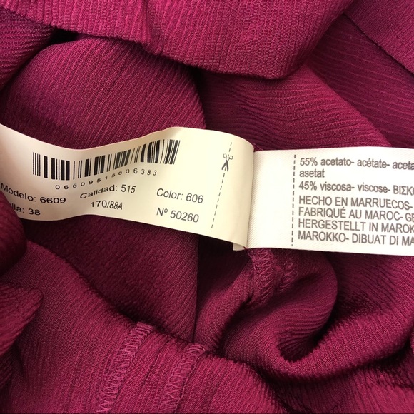 Massimo Dutti Red Burgundy Open Back Bow Crumpled Crepe Shift Dress Size 6 - Picture 12 of 14